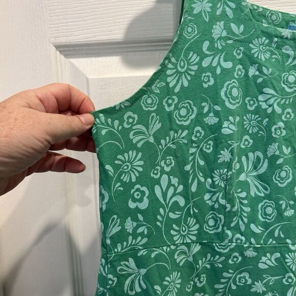 Fresh Produce Sleeveless Dress Womens Medium Green Floral Cotton Made in USA - Picture 2 of 7
